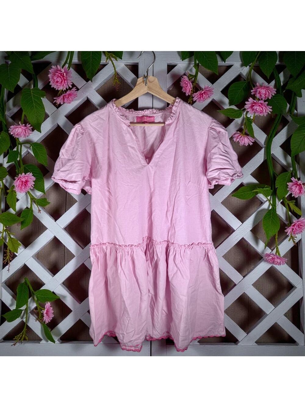3/$20 Simply Southern Women's Large Light Pink Cotton S/S Coverup Mini Dress